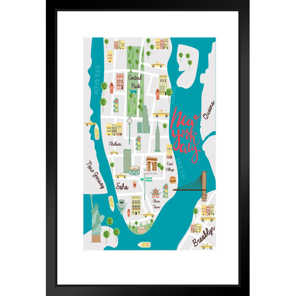 Trinx New York City, carte illustrée, carte du monde de voyage avec